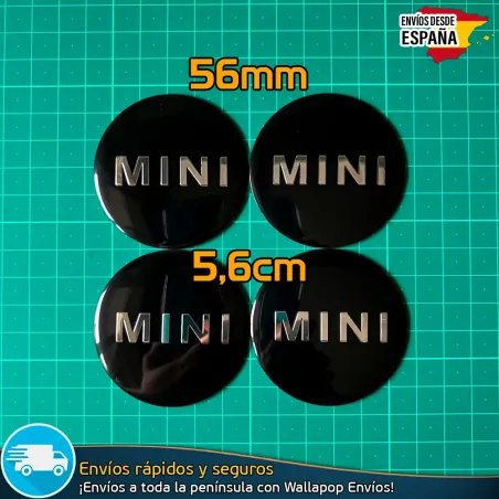 X4 Emblemas Mini Cooper Negro 56mm Pegatinas Tapacubos