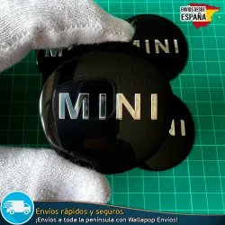 X4 Emblemas Mini Cooper Negro 56mm Pegatinas Tapacubos