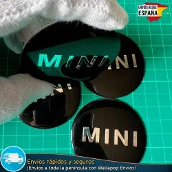 X4 Emblemas Mini Cooper Negro 56mm Pegatinas Tapacubos