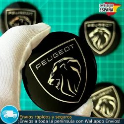 X4 Emblemas Peugeot negro 56mm Pegatinas Tapacubos Bujes