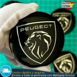 X4 Emblemas Peugeot negro 56mm Pegatinas Tapacubos Bujes