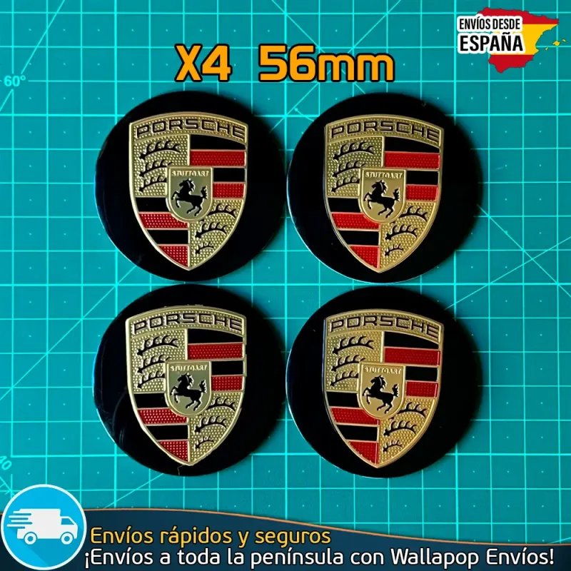 X4 Emblemas Porsche 56mm Pegatinas Tapacubos Bujes X4 Emblemas Porsche 56mm Pegatinas Tapacubos Bujes