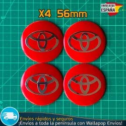 X4 Emblemas Toyota rojo 56mm Pegatinas Tapacubos Bujes