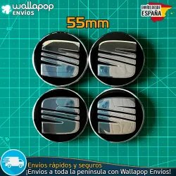 X4 Tapacubos Seat 55mm Emblemas Tapas Bujes Llantas