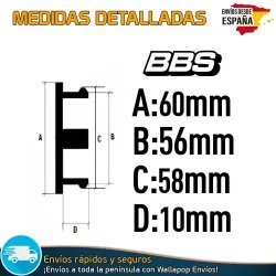 X4 Tapacubos BBS 60mm Emblemas Tapas de Llantas