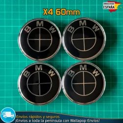 X4 Tapacubos BMW Negro 60mm Emblema Llantas