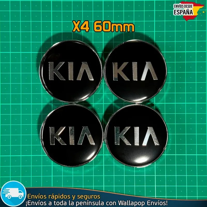 X4 Tapabujes KIA 60mm Tapacubos Emblemas llantas