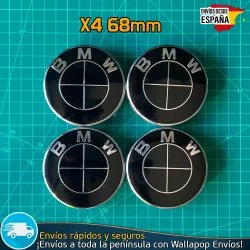 X4 Tapacubos BMW 68mm Tapabujes Emblemas Negros