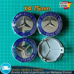 4 Tapacubos Mercedes Benz 75mm Tapas Bujes Llantas