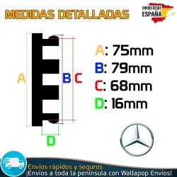 4 Tapacubos Mercedes Benz 75mm Tapas Bujes Llantas