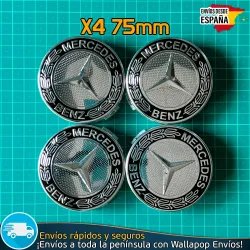 4 Tapacubos Mercedes Benz 75mm Tapas Bujes Llantas