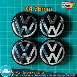 4 Tapacubos Volkswagen 76mm Tapas Bujes 7L6601149