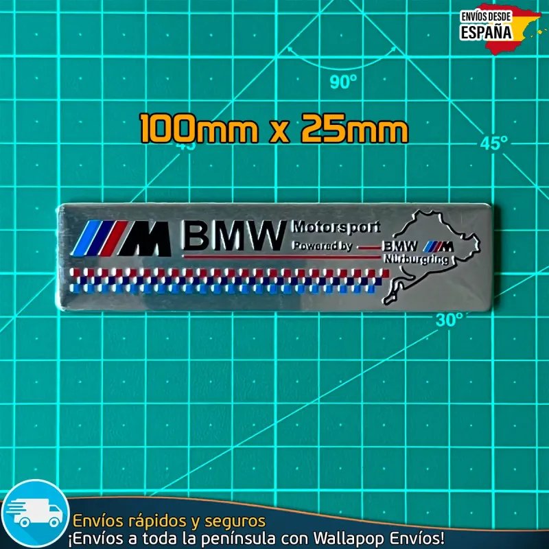 Emblema Logo Powered by BMW M Motorsport Metálico