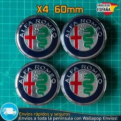 X4 Tapacubos Alfa Romeo 60mm Tapa de Llantas Bujes