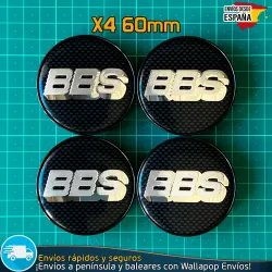 X4 Tapacubos BBS 60mm Tapas Negras Cubrebujes