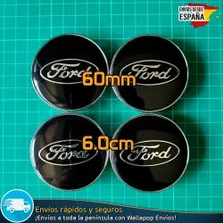 X4 Tapabujes Ford 60mm Emblemas Tapacubos Negros