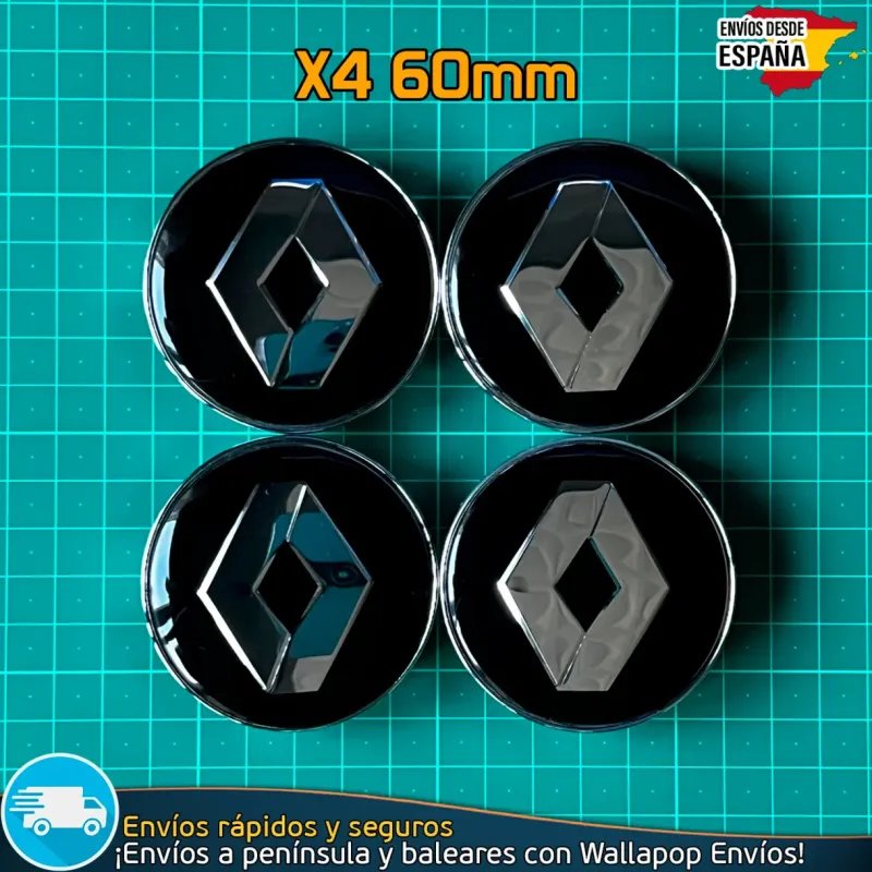 X4 Tapacubos Renault 60mm Emblemas Tapas llantas