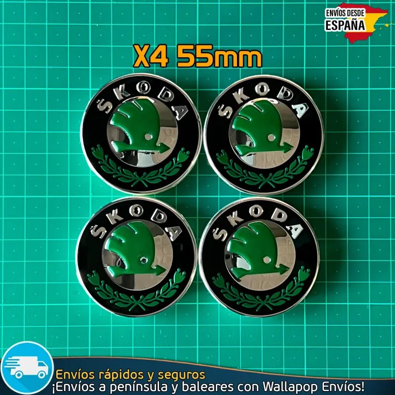 X4 Tapacubos Skoda 55mm Cubrebujes Tapas Llantas