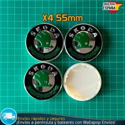 X4 Tapacubos Skoda 55mm Cubrebujes Tapas Llantas