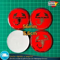 X4 Emblemas Abarth 56mm Edicion Escorpion Rojo Tapacubos