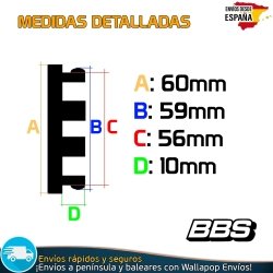 X4 Tapacubos BBS 60mm Tapas Negras para Llantas