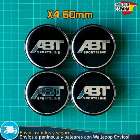 X4 Tapacubos ABT 60mm Tapas Negras para Llantas