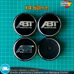 X4 Tapacubos ABT 60mm Tapas Negras para Llantas