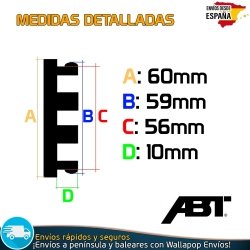 X4 Tapacubos ABT 60mm Tapas Negras para Llantas