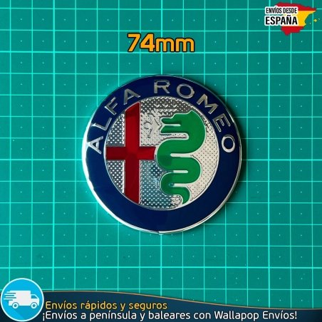 X2 Emblemas Alfa Romeo 74mm Capó y Maletero