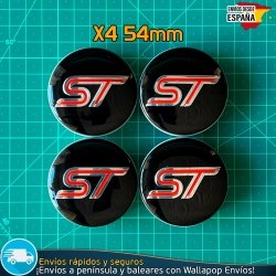 X4 Tapacubos Ford ST 54mm Cubrebujes Tapas Llantas