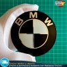 Emblema BMW 78mm Autoadhesivo Edición Blanco y Negro Metálico