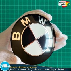Emblema BMW 78mm Autoadhesivo Edición Blanco y Negro Metálico