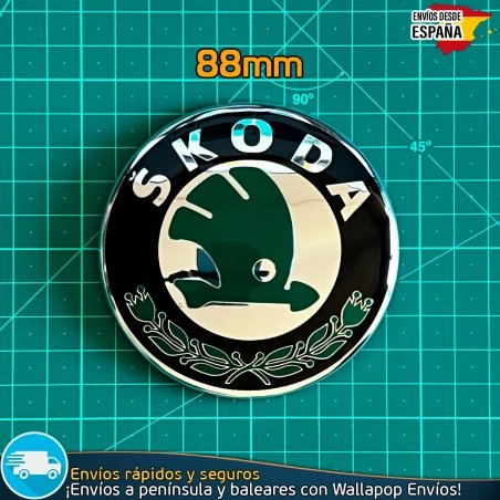 Emblema Logo Frontal Skoda 88mm Parrilla Radiador Capó