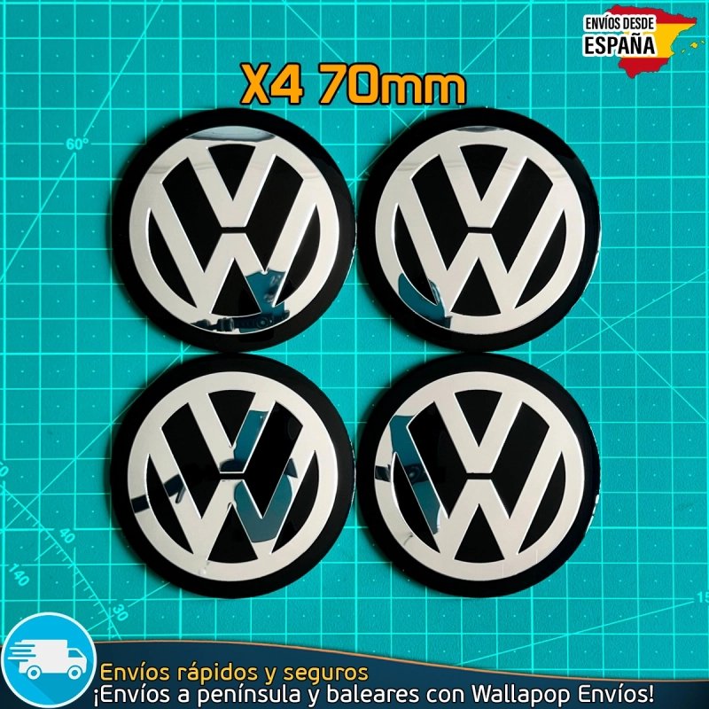 X4 Emblemas Volkswagen 70mm Adhesivos Tapacubos Pegatinas
