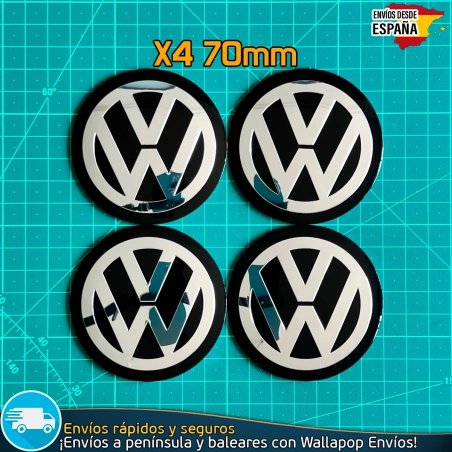X4 Emblemas Volkswagen 70mm Adhesivos Tapacubos Pegatinas
