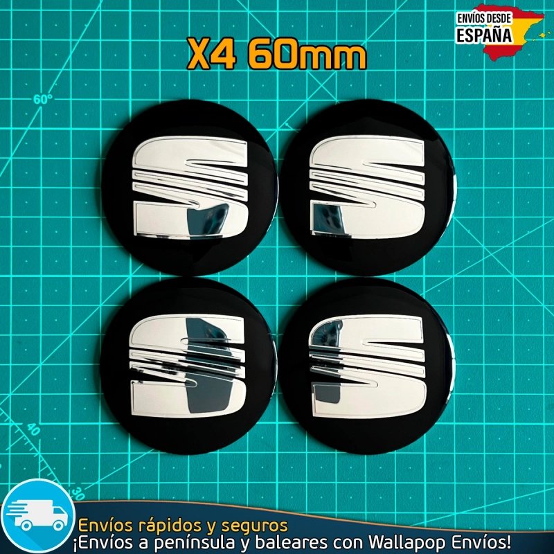 X4 Emblemas Seat 60mm Tapacubos Pegatinas Llantas