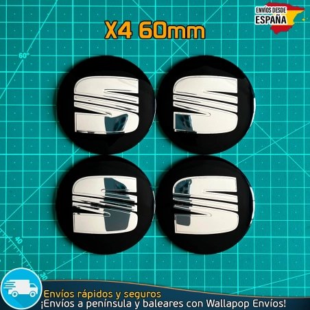 X4 Emblemas Seat 60mm Tapacubos Pegatinas Llantas