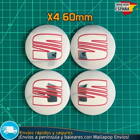 X4 Emblemas Seat 60mm Tapacubos Pegatinas Llantas