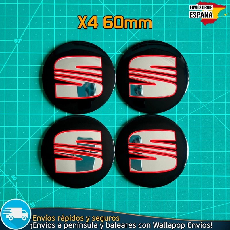 X4 Emblemas Seat 60mm Tapacubos Pegatinas Llantas