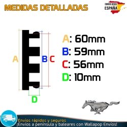 Ford Mustang 60mm Tapacubos Pack 4 | TapasyEmblemas