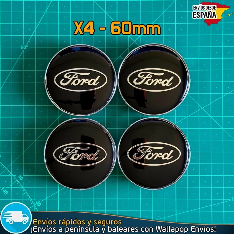 X4 Tapacubos Ford 60mm Emblemas Cubrebujes Tapas Llantas