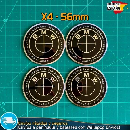Emblemas BMW 56mm x4 Logos Tapacubos Centro Llantas M Power