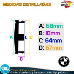 Tapas BMW 68mm x4 Tapacubos Buje Centro Llantas Emblemas