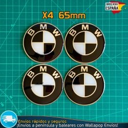 X4 Emblemas BMW 65mm Pegatinas Tapacubos Llantas Edición Blanco y negro