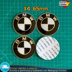 X4 Emblemas BMW 65mm Pegatinas Tapacubos Llantas Edición Blanco y negro