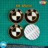 X4 Emblemas BMW 65mm Pegatinas Tapacubos Llantas Edición Blanco y negro