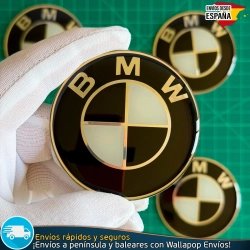 X4 Emblemas BMW 65mm Pegatinas Tapacubos Llantas Edición Blanco y negro