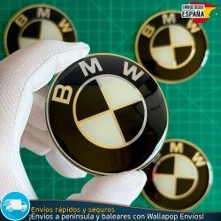 X4 Emblemas BMW 65mm Pegatinas Tapacubos Llantas Edición Blanco y negro