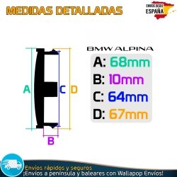 Tapas Alpina 68mm x4 Tapacubos Centro Llantas BMW