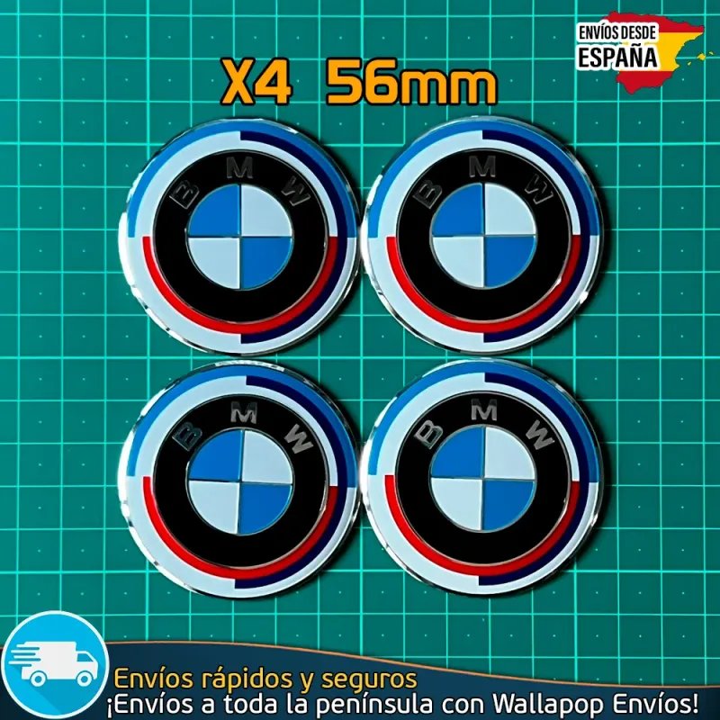 4 Emblemas BMW 56mm 50 Aniversario Pegatinas Tapas 4 Emblemas BMW 56mm 50 Aniversario Pegatinas Tapas